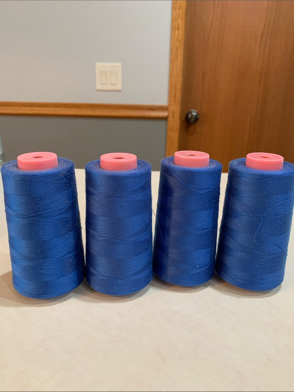 Bundle of 4 Blue Serger Thread Cones